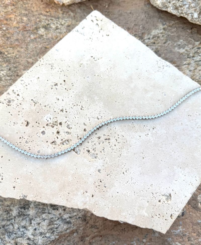 Silver Crystal 3mm Tennis Chain Necklace