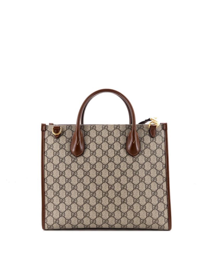 Small Interlocking G Coated Canvas and Leather Tote, 12"W x 10"H x 5"D