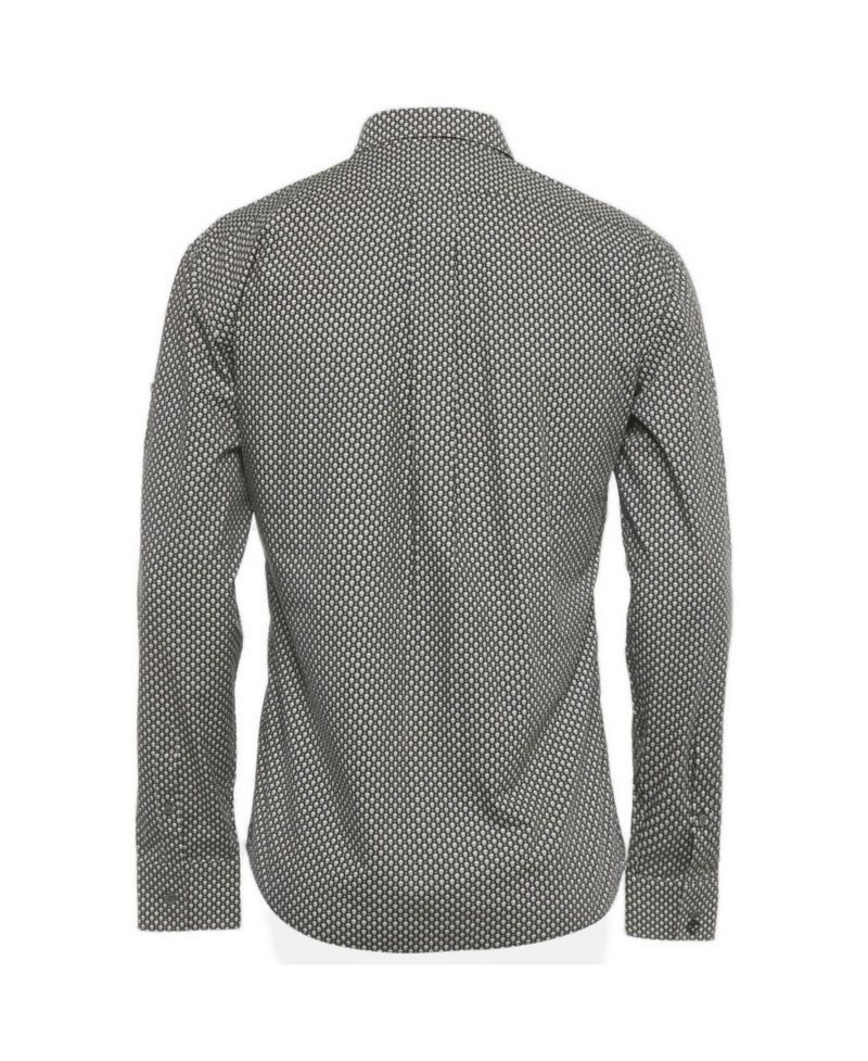 Men's Skull-Print Slim-Fit Button-Down Shirt