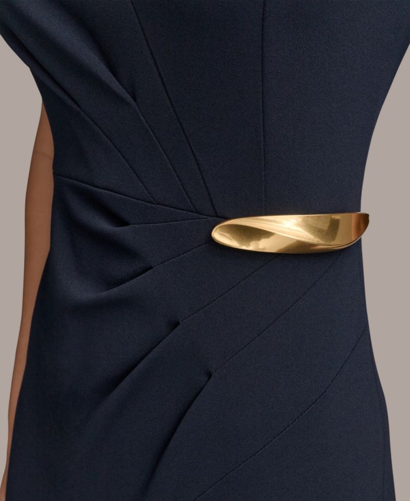 Women's Sleeveless Pleated Midi Sheath Dress