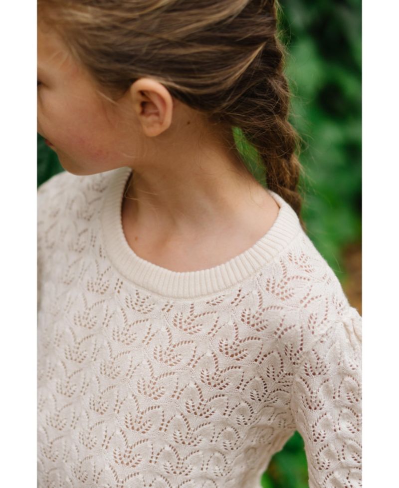 Baby Girls Hope and Henry Long Balloon Sleeve Pointelle Pullover Sweater