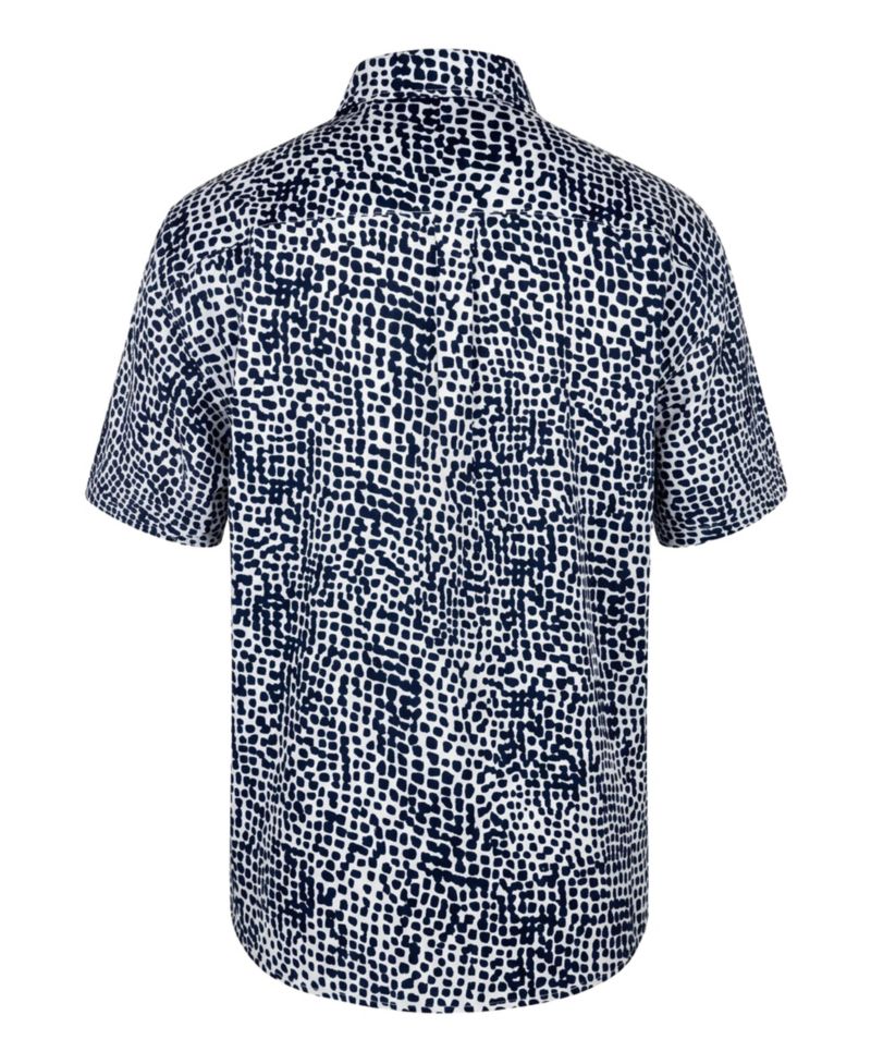 Men's Printed Button Front Short Sleeve Shirt