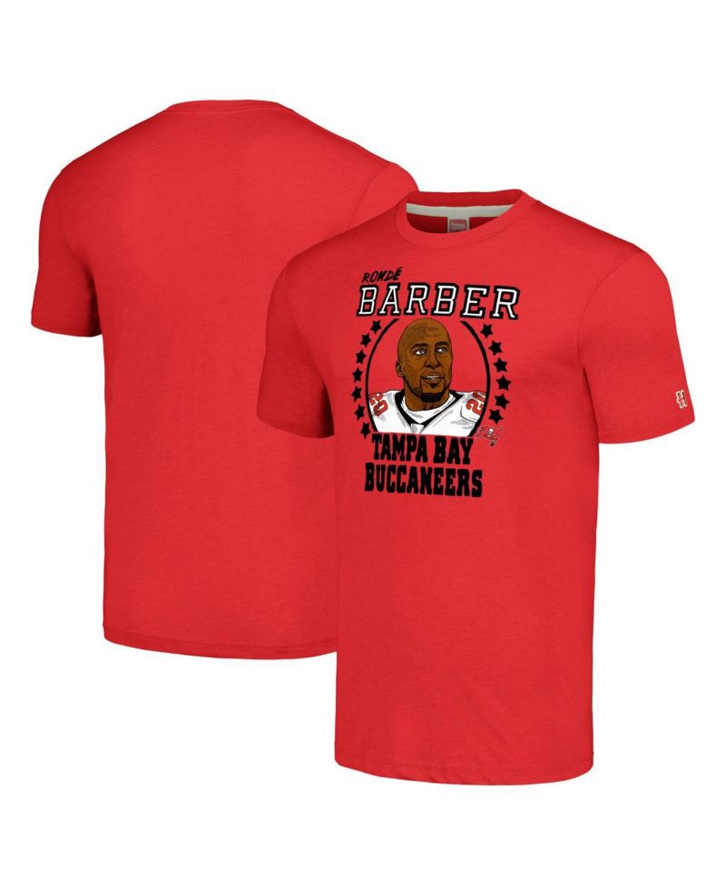 Men's Ronde Barber Heathered Red Tampa Bay Buccaneers Caricature Retired Player Tri-Blend T-Shirt