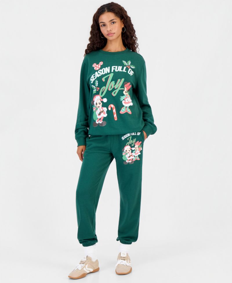 Juniors' Mickey Xmas Graphic Fleece Sweatshirt
