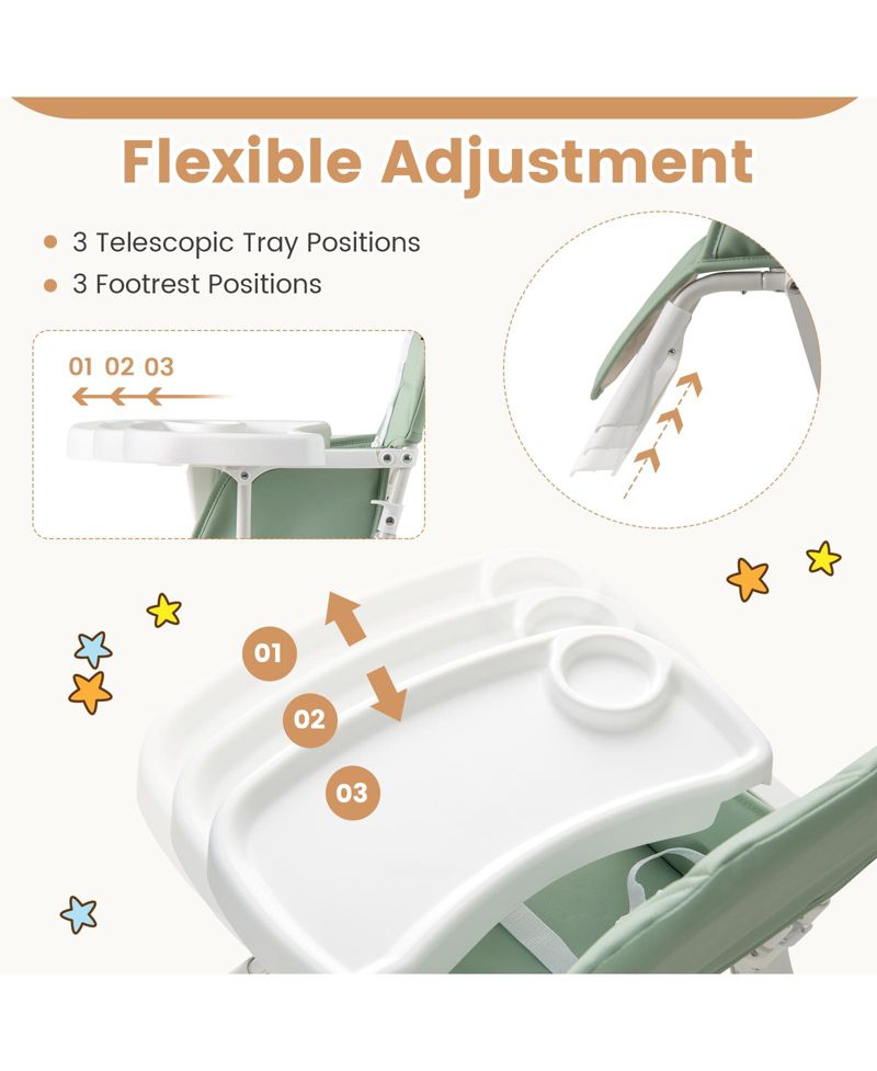Baby Compact Foldable High Chair with Removable Waterproof Cushion