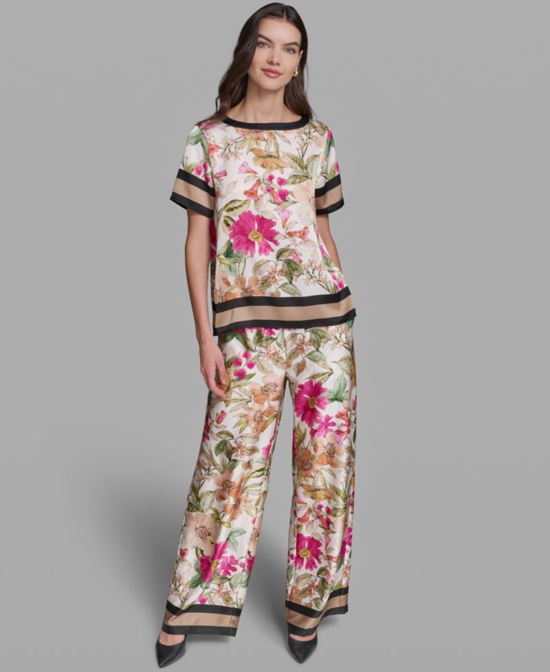 Women's Short-Sleeve Floral Printed Top