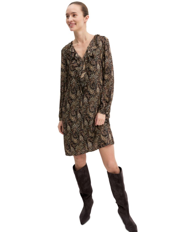 Women's Emmfebe Long-Sleeve Ruffle Paisley-Print Dress