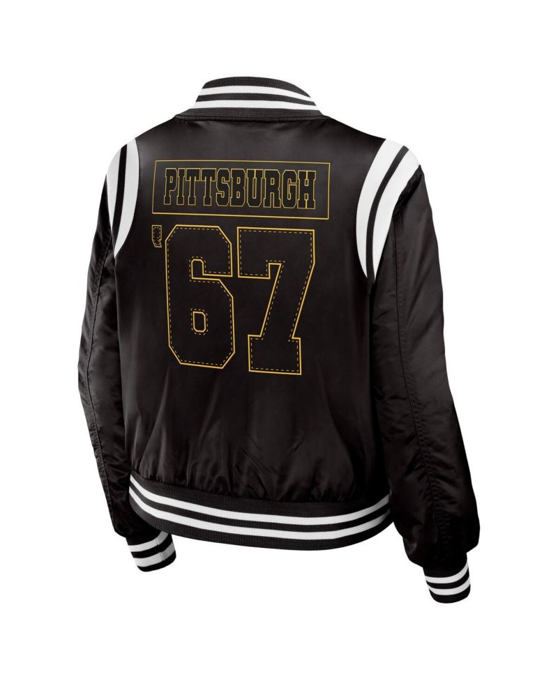 Women's Black Pittsburgh Penguins Baller Full-Zip Bomber Jacket