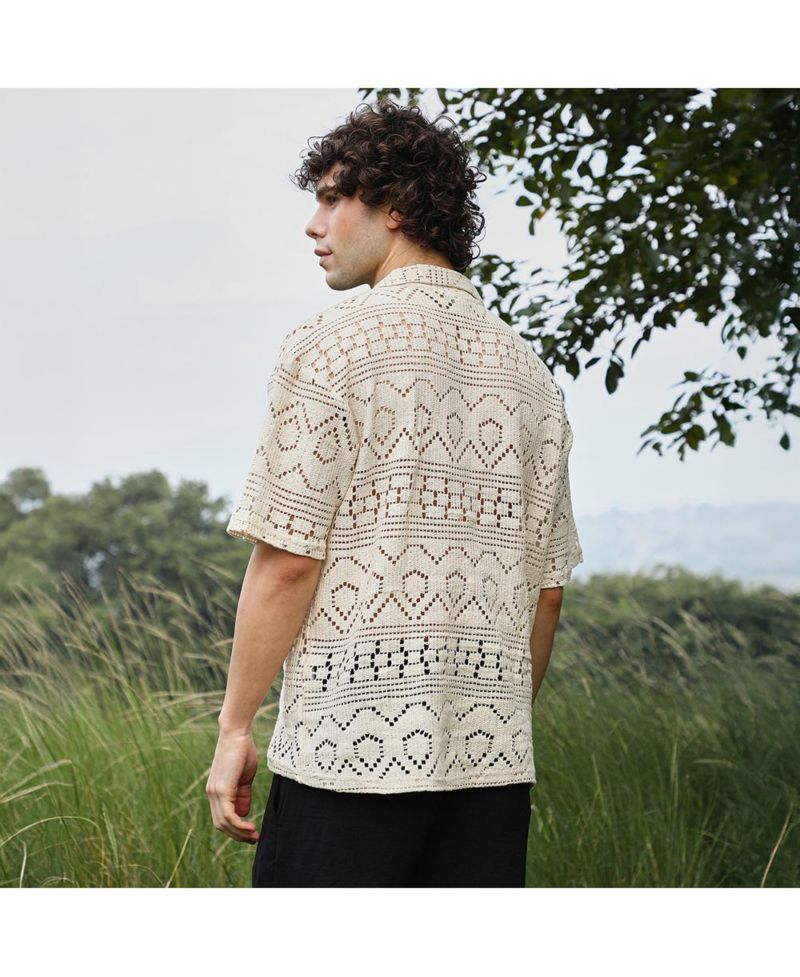 Men's Off-White Bohemian Oversized Polo T-Shirt