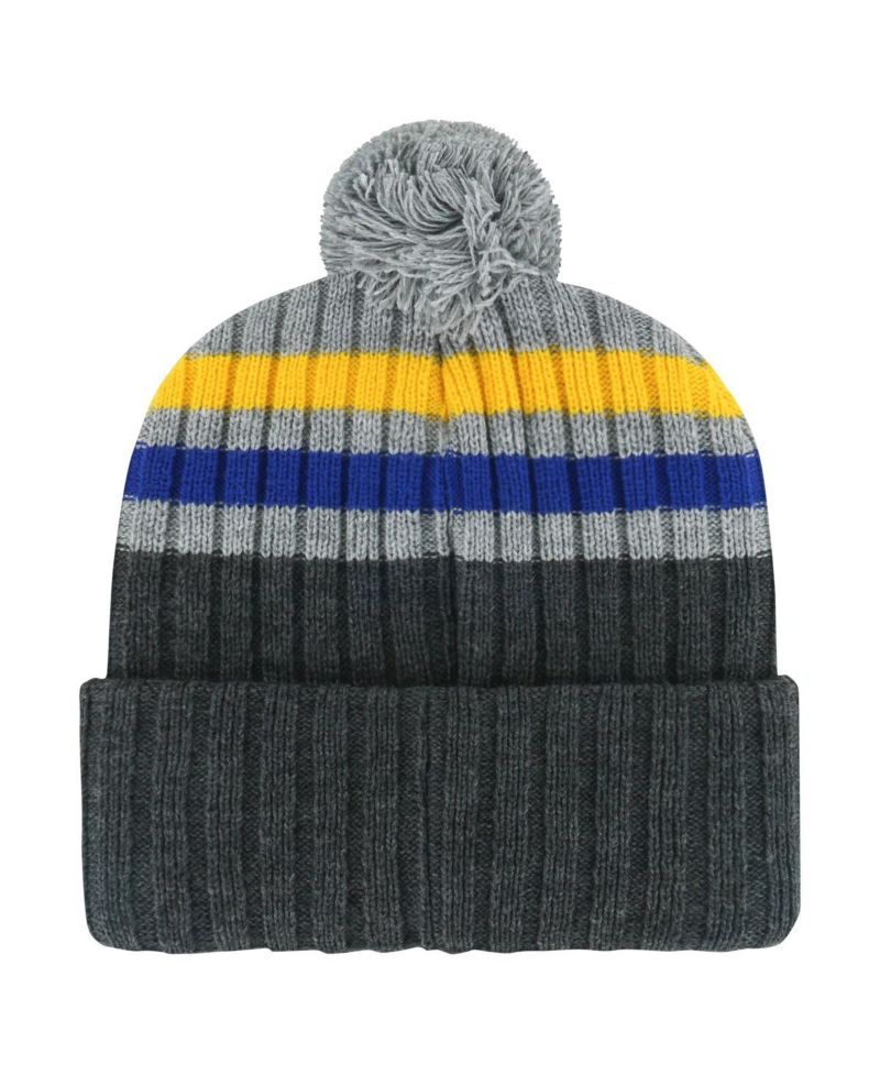 Men's Gray St. Louis Blues Stack Patch Cuffed Knit Hat with Pom