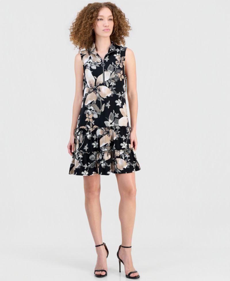 Women's Front-Zip Sleeveless A-Line Dress
