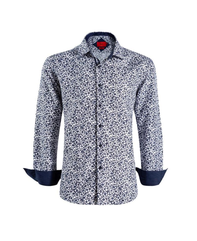 Men's Slim Fit Floral Print Button-Down Shirt for Men