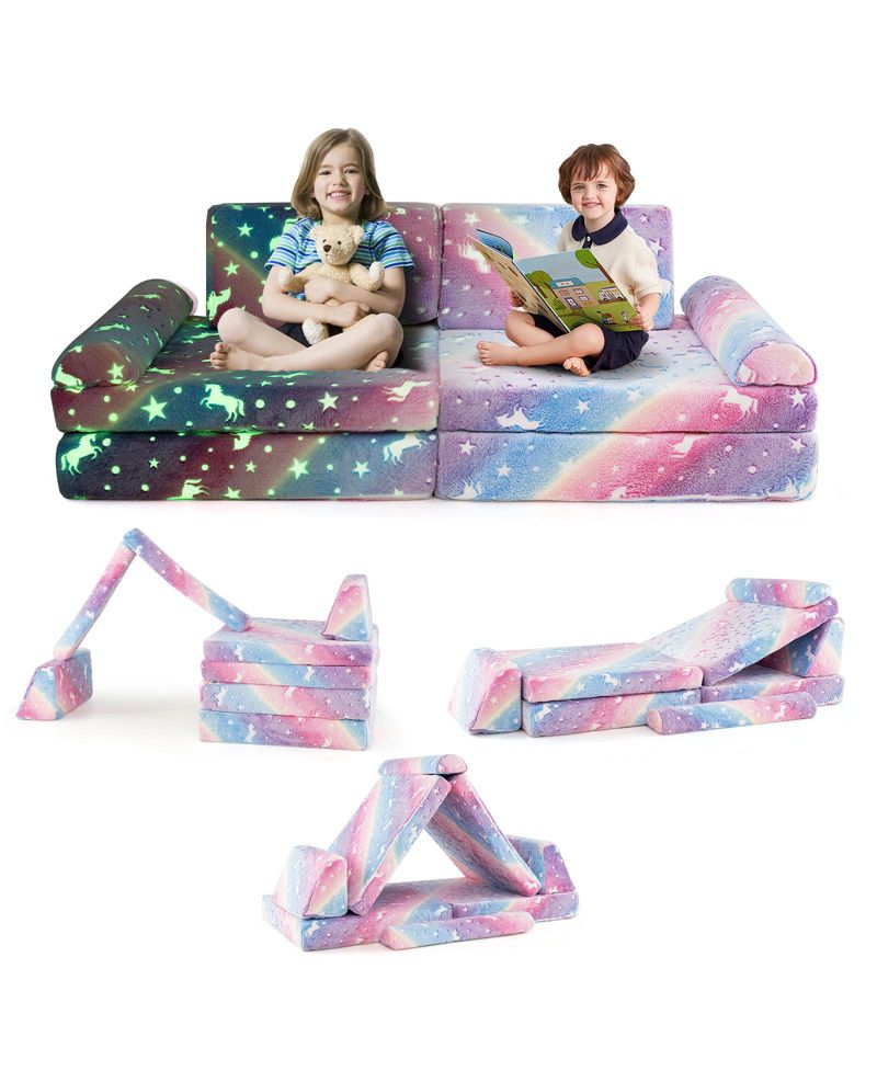 8-Piece Modular Kids Play Couch Glow-in-the-Dark Toddler Sectional