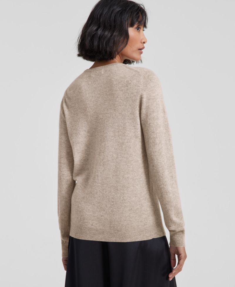 100% Cashmere Women's Petite Long-Sleeve Crewneck Sweater