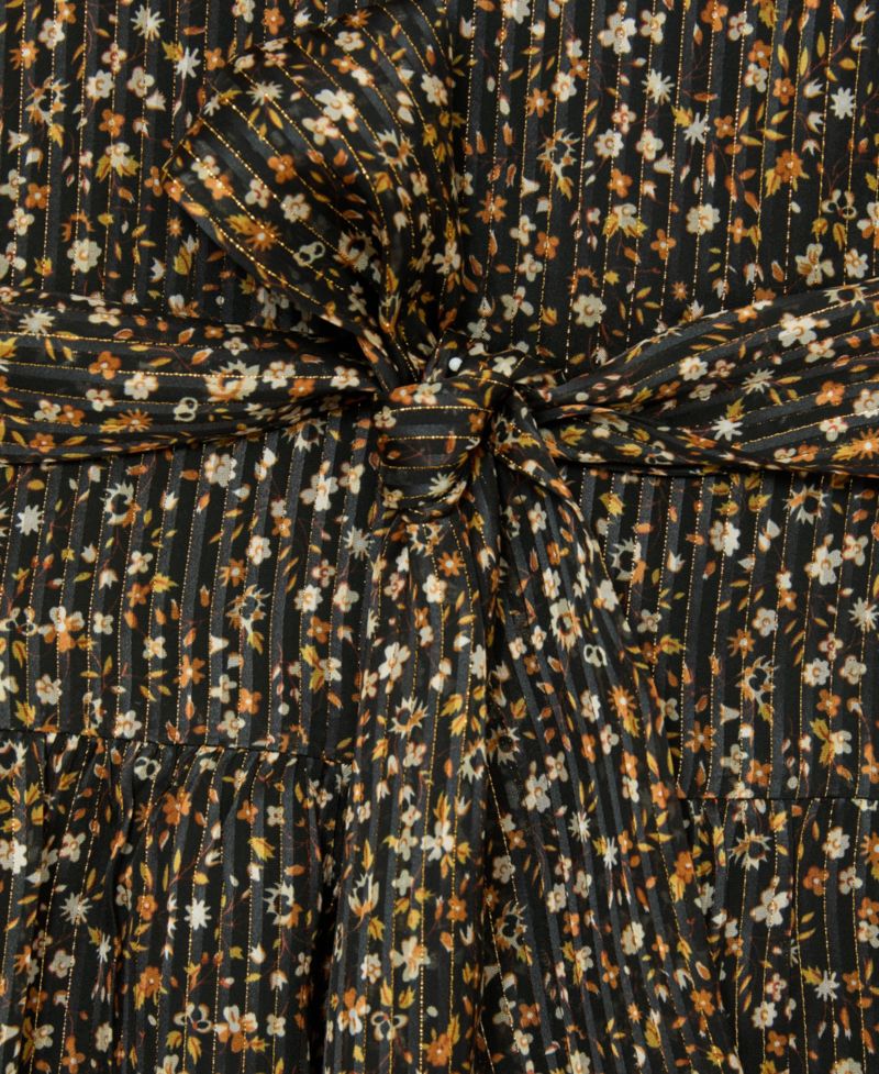 Women's Floral Metallic Flippy Mini Dress