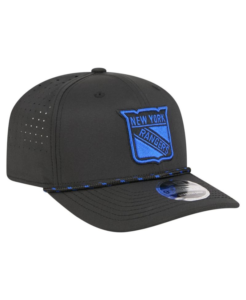 Men's Black New York Rangers Sport Vented 9SEVENTY Rope Adjustable Hat