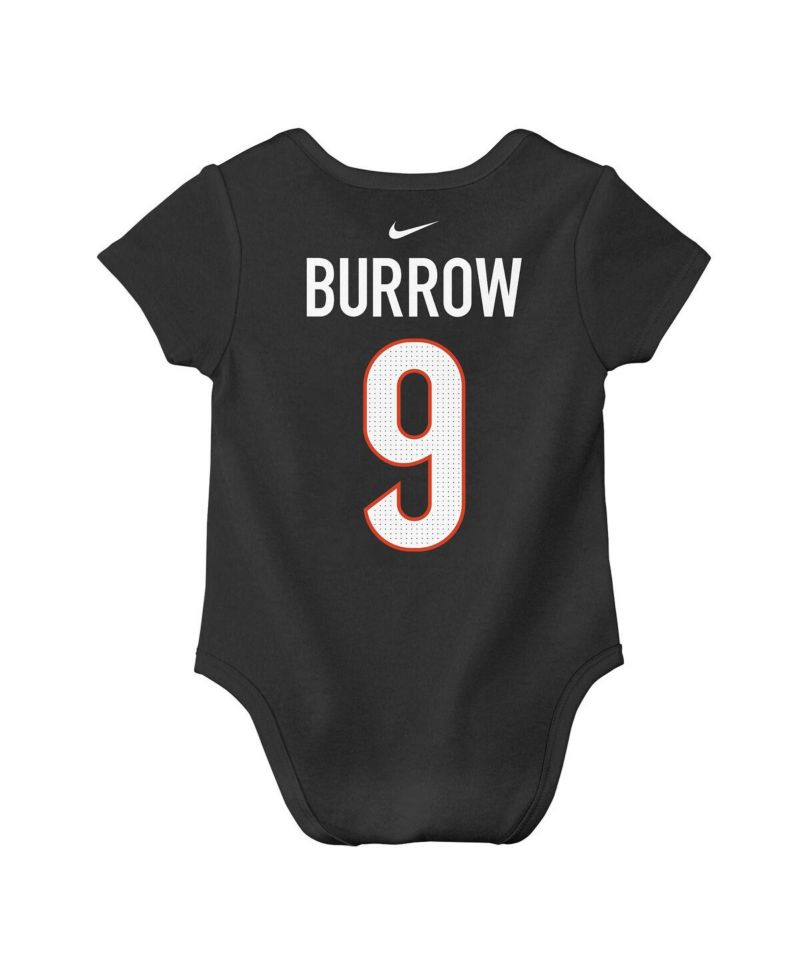 Baby Boys and Girls Joe Burrow Black Cincinnati Bengals Player Name & Number Bodysuit