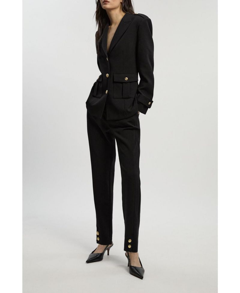 Women's Petite Military Single Breasted Blazer