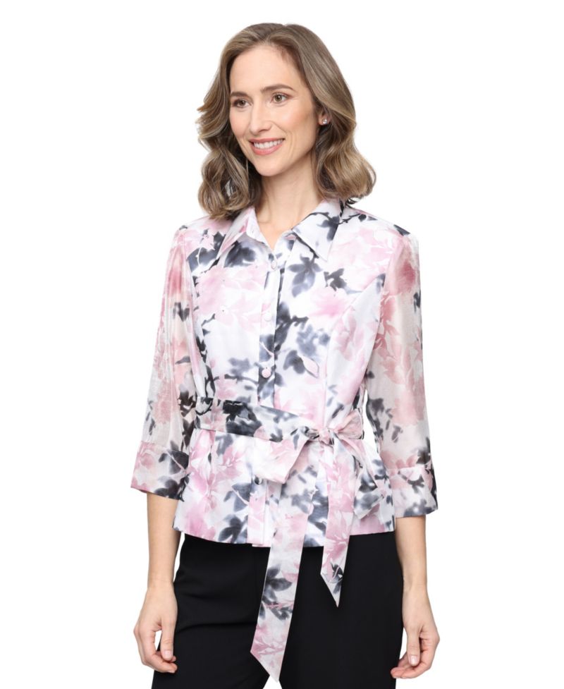 Women's Printed Yoryu Collared Top