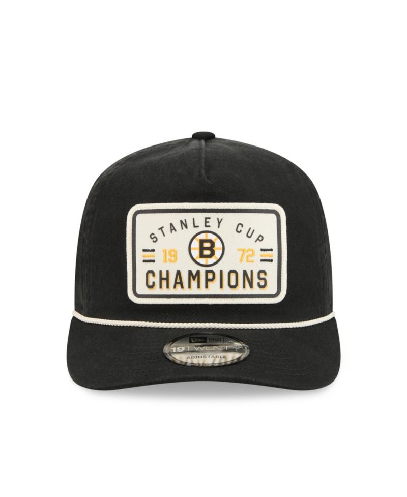 Men's Black Boston Bruins Throwback Stanley Cup Champions Side Patch 19TWENTY Adjustable Hat