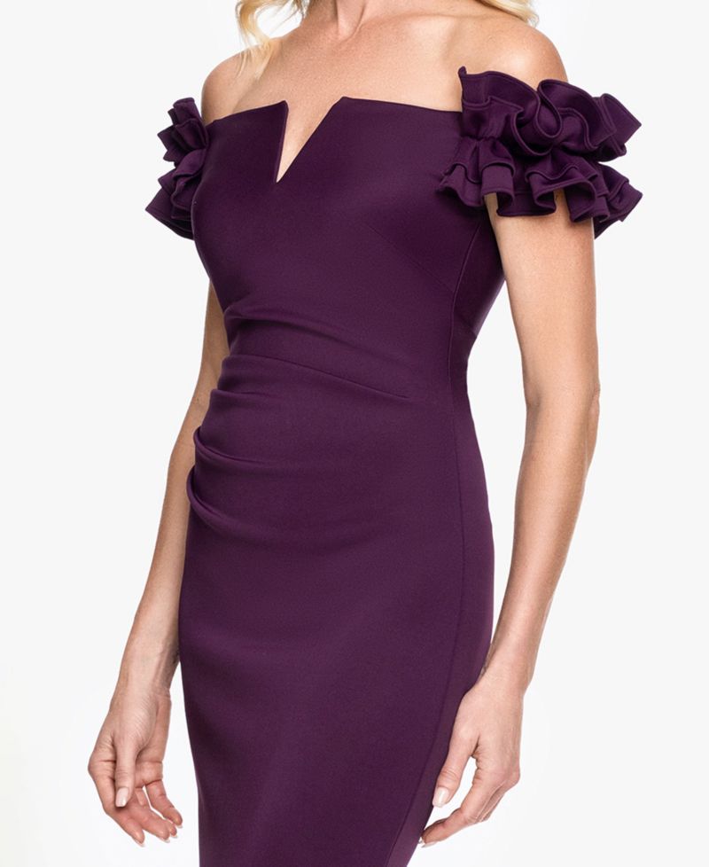 Women's Off-The-Shoulder Ruffle-Sleeve Ball Gown