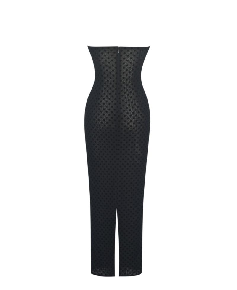 Women's Faith Black and White Polka Dot Sweetheart Maxi Dress