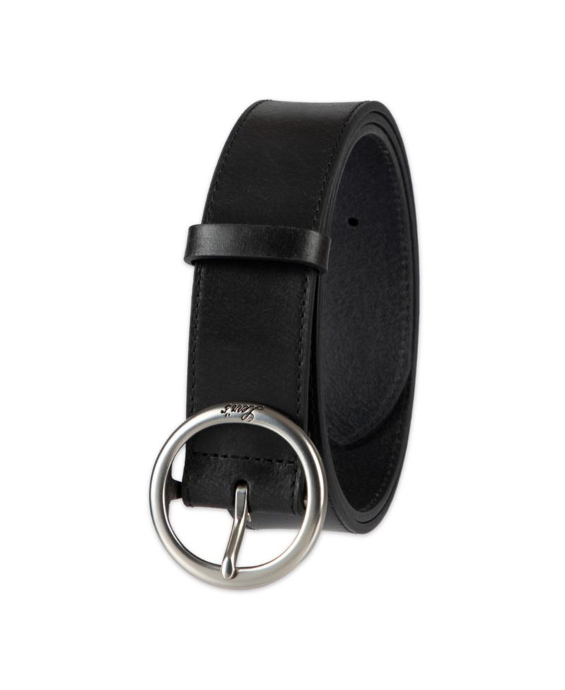 Women's Casual Suede and Leather Belt with Circular Center Bar Buckle