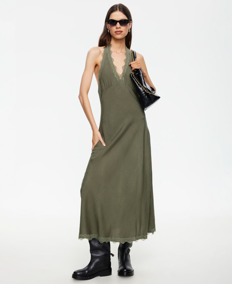 Women's Linen Sleeveless Halter Dress
