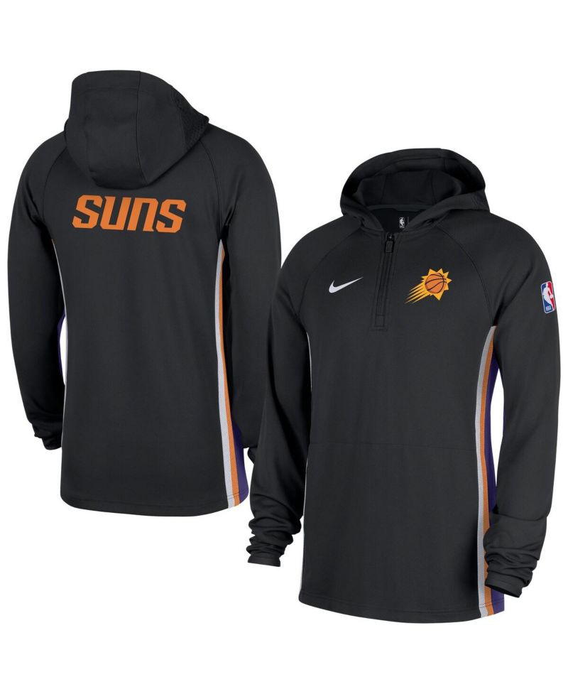 Men's Black Phoenix Suns Authentic On Court Zone Quarter-Zip Dri-FIT Hoodie Jacket