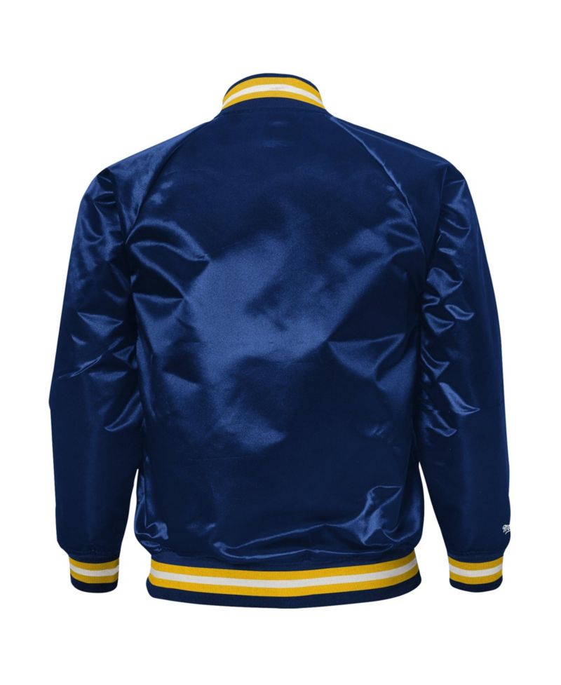 Big Boys and Girls Navy Michigan Wolverines Satin Full-Snap Jacket