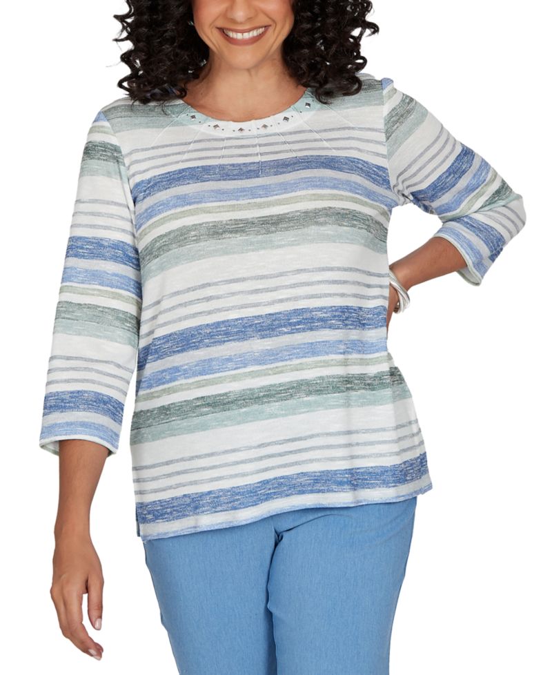 Women's Provence Textured Biadere Stripe Knit Top