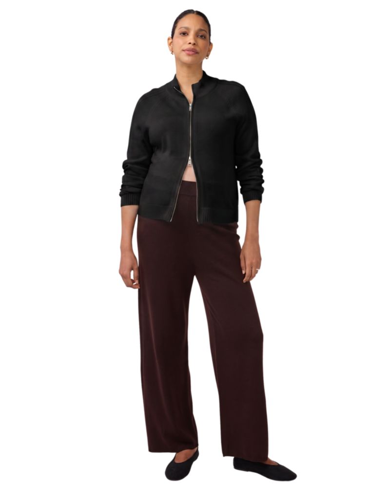 Maternity Funnel Neck Two-Way Front Zipper Raglan Cardigan