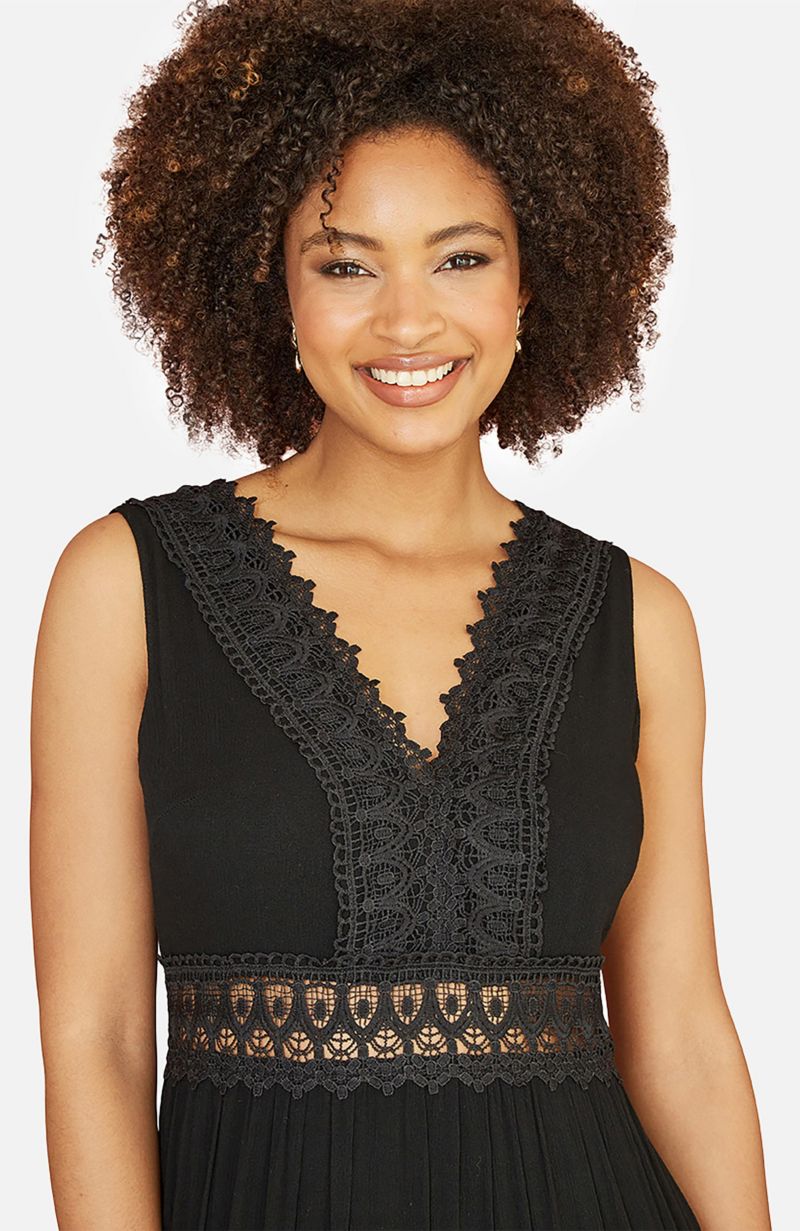 Women's Lace Trim Cotton Maxi Sun Dress