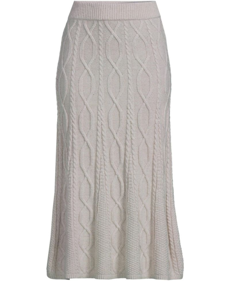 Women's Cozy Lofty Cable Fluted Midi Sweater Skirt