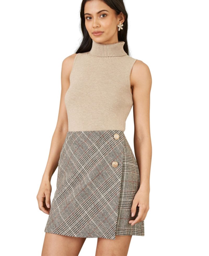 Women's Knitted Roll Neck Sleeveless Jumper