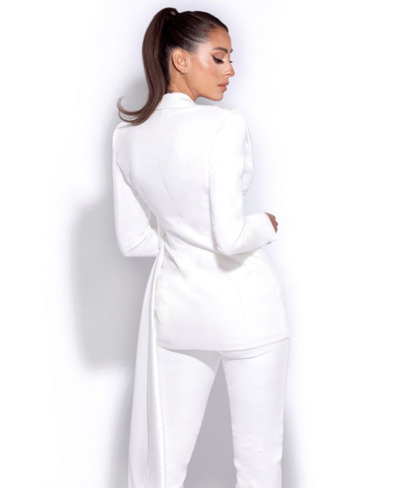 Women Vayla White Skinny Fit Crepe Trousers