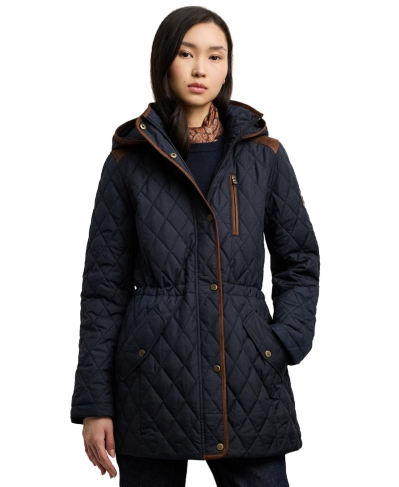 Petite Hooded Quilted Anorak Coat