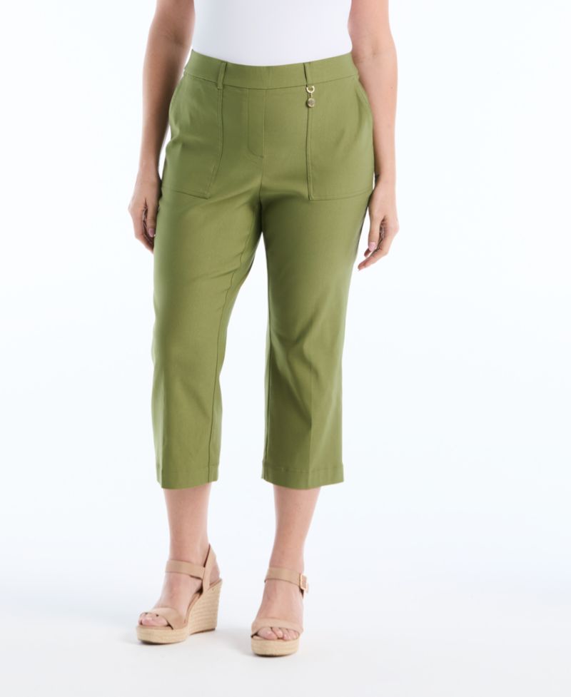 Plus Size Porkchop Pocket Kick Flare Capri Pants