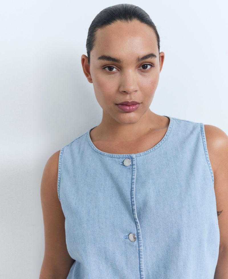 Women's Buttoned Denim Gilet