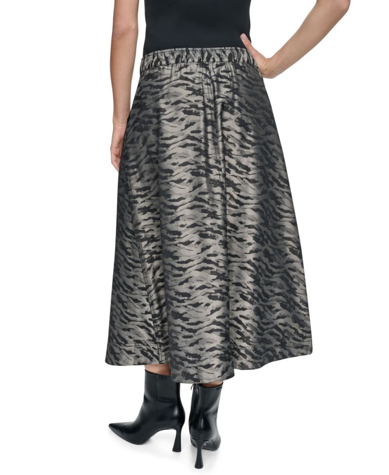 Women's Animal-Print A-Line Front-Zip Skirt