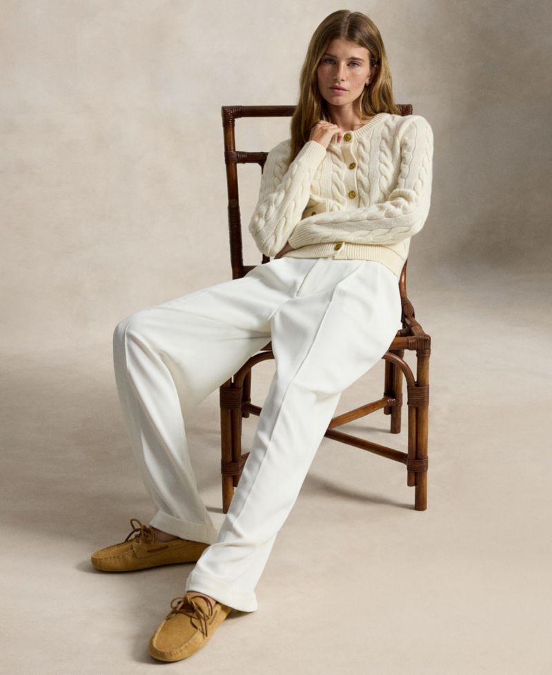 Women's Wool-Cashmere Cable-Knit Cropped Cardigan