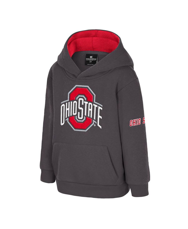 Toddler Charcoal Ohio State Buckeyes Big Logo Volume Fleece Pullover Hoodie