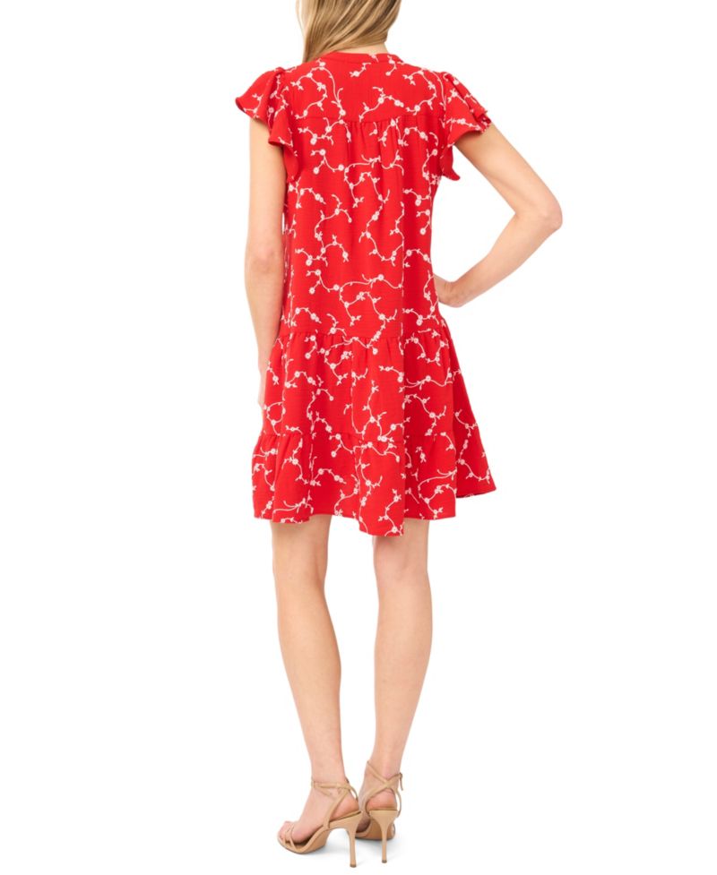 Women's Short-Sleeve Ruffled Tiered Dress
