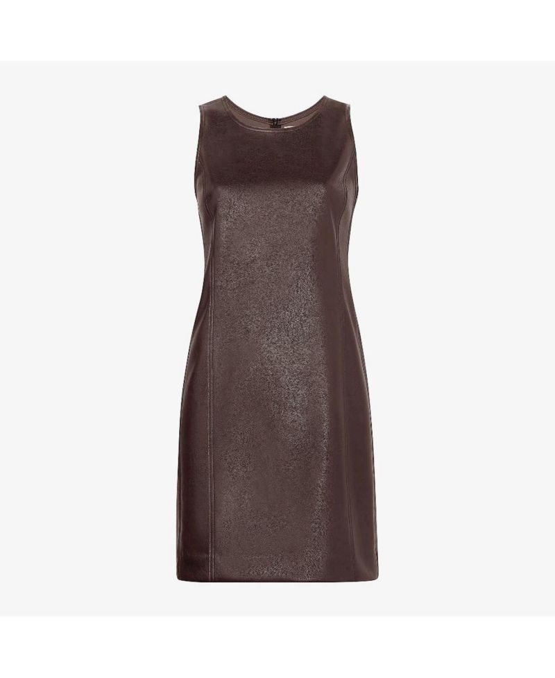 Petite Faux Leather Shift Dress with Princess Seams
