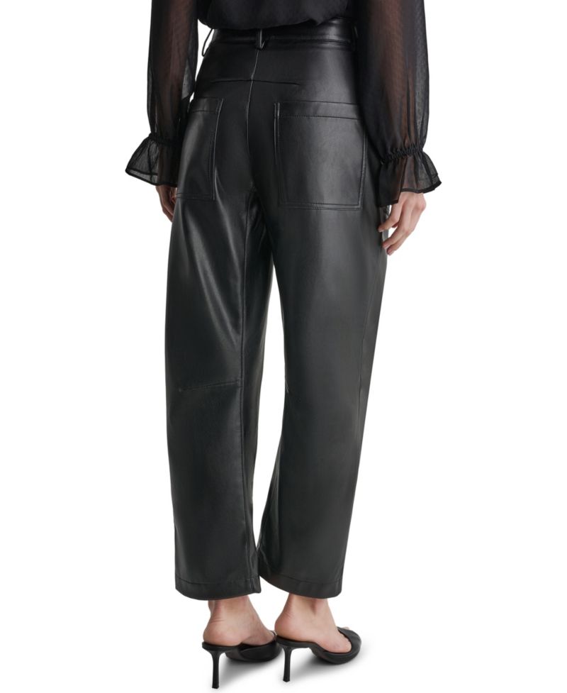 Women's Barrel Faux Leather Pants