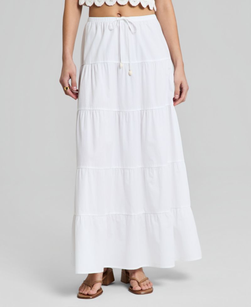 Women's Cotton Tiered Pull-On Maxi Skirt