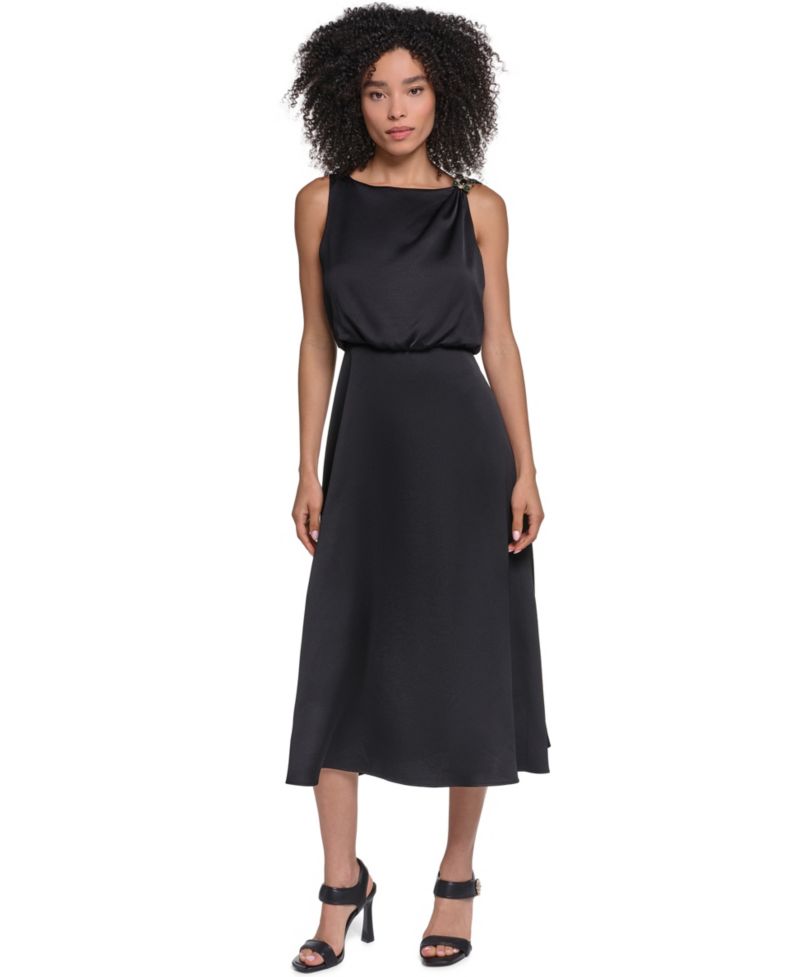 Women's Satin Sleeveless Midi Dress
