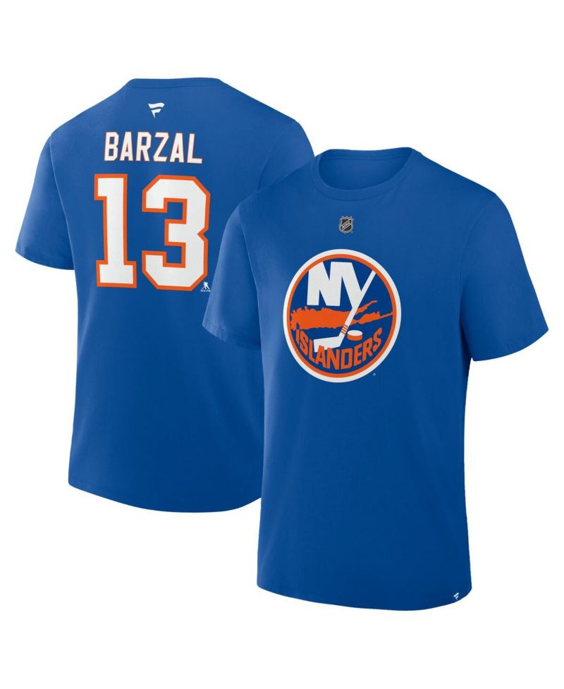 Men's Mathew Barzal Royal New York Islanders Authentic Stack Name & Number T-Shirt