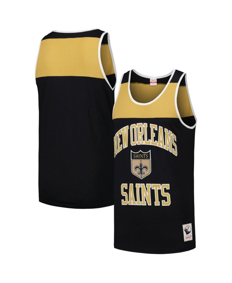 Men's Black/Gold New Orleans Saints Gridiron Classics Heritage Colorblock Tank Top