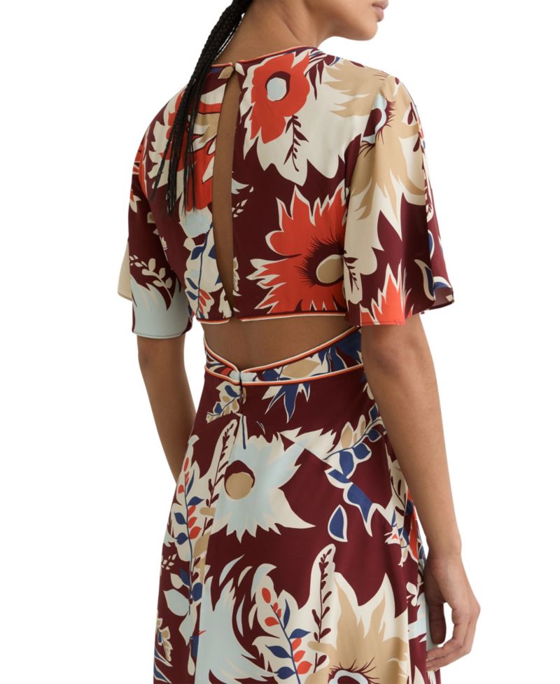 Women's Asha Floral-Print Cut-Out Midi Dress